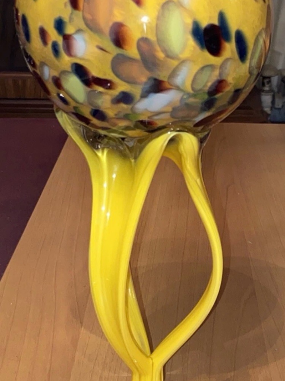 ALICJA Handblown Yellow Art Glass Vase with Multicolor Speckle